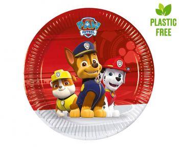 Talerzyki papierowe Paw Patrol Ready for Action ),n, 20cm, 8 szt. (plastic-free)