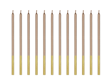 Świeczki urodzinowe gładkie, różowe złoto, 14 cm