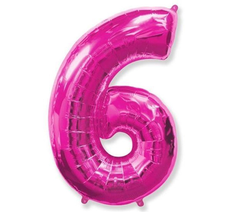 Balon foliowy FX - "Number 6" różowy 95 cm