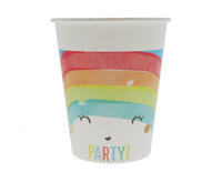 Kubeczki plastikowe Rainbow Party, 200 ml, 8 szt.