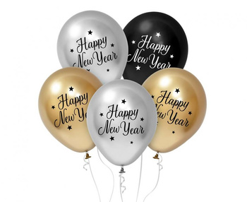 Balony Beauty&Charm Happy New Year, 12"/ 5 szt.