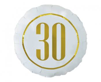 Balon foliowy "30" (biały), 18"