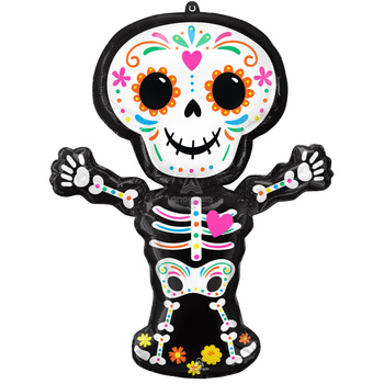 Balon foliowy Holographic Day Of The Dead Skeleton  66 cm x 86 cm