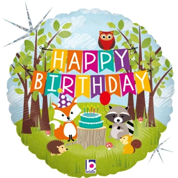 Balon foliowy Woodland Birthday 18" - 46 cm