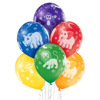 Balony 30 cm ZOO Animals, 6 szt