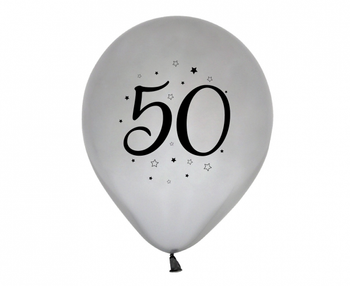 Balony 50, srebrne, 12"/ 5 szt.