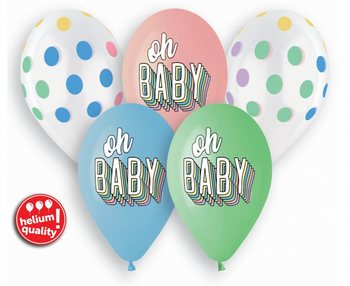 Balony Premium Hel Oh Baby, 13 cali/ 5 szt.