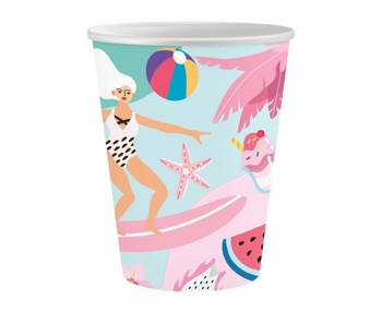 Kubeczki pap. Kolekcja Summer - Let's Party (surfing), 250 ml/ 6 szt.