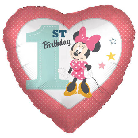 Balon foliowy  Minnie 1st Birthday, 18"