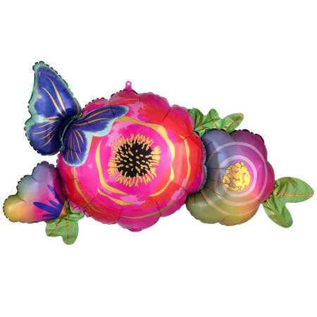 Balon foliowy Satin Infused Flowers & Butterfly, 93cm x 48cm