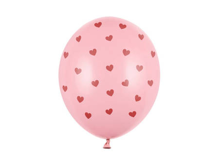 Balony 30 cm, Serca, Pastel Baby Pink