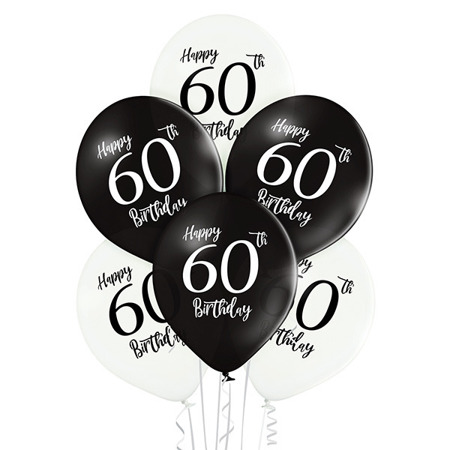 Balony Belbal D11, 30 cm Birthday 60, 6 szt