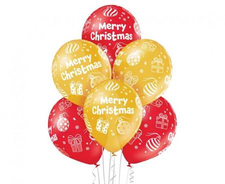 Balony D11 Merry Christmas 1C5S, 6 szt.