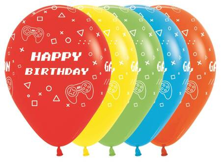 Balony Happy Birthday - Game On , Assortment ,25 szt