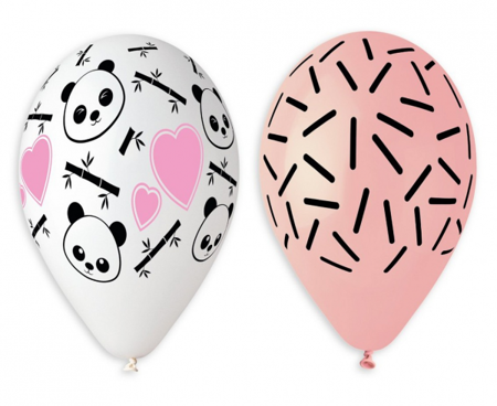 Balony Premium Hel Panda i Serca, 13 cali/ 5 szt.