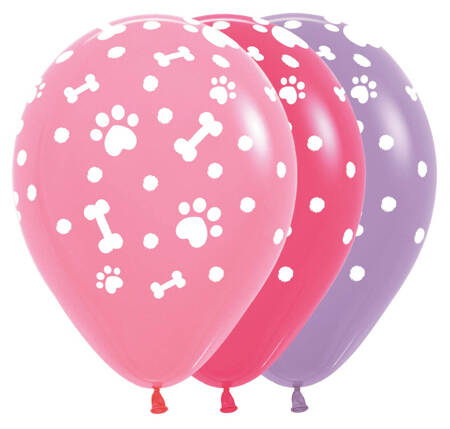 Balony Sempertex Paw Prints - Girl Assortment, 12",25 szt