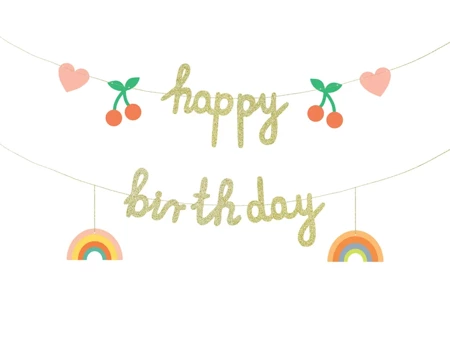 Baner papierowy Happy Birthday, mix, 100x18 cm