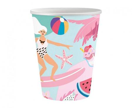 Kubeczki pap. Kolekcja Summer - Let's Party (surfing), 250 ml/ 6 szt.