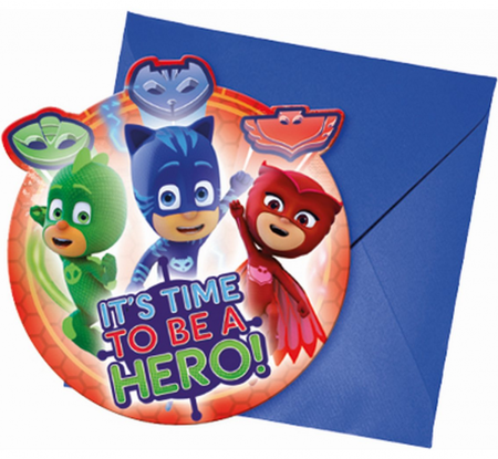 Zaproszenia "PJ Masks", 6 szt.